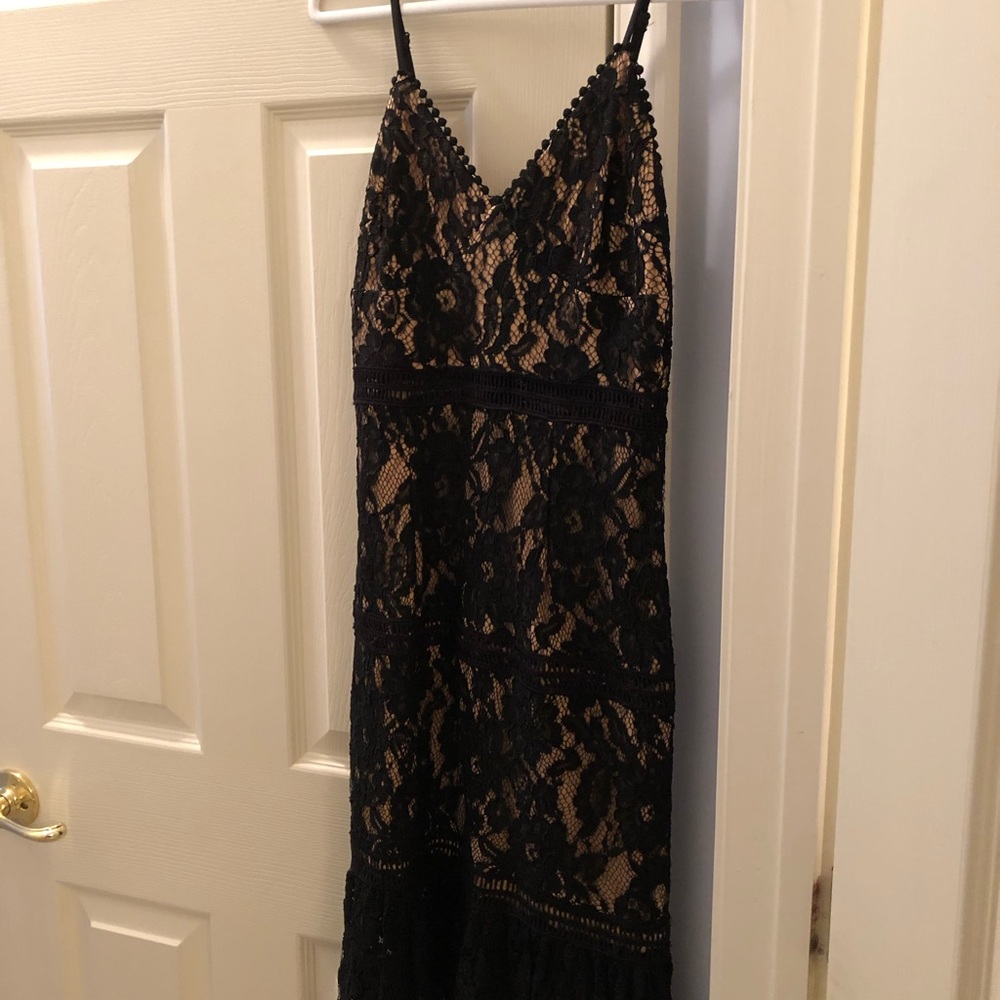 Cocktail black lace evening dress